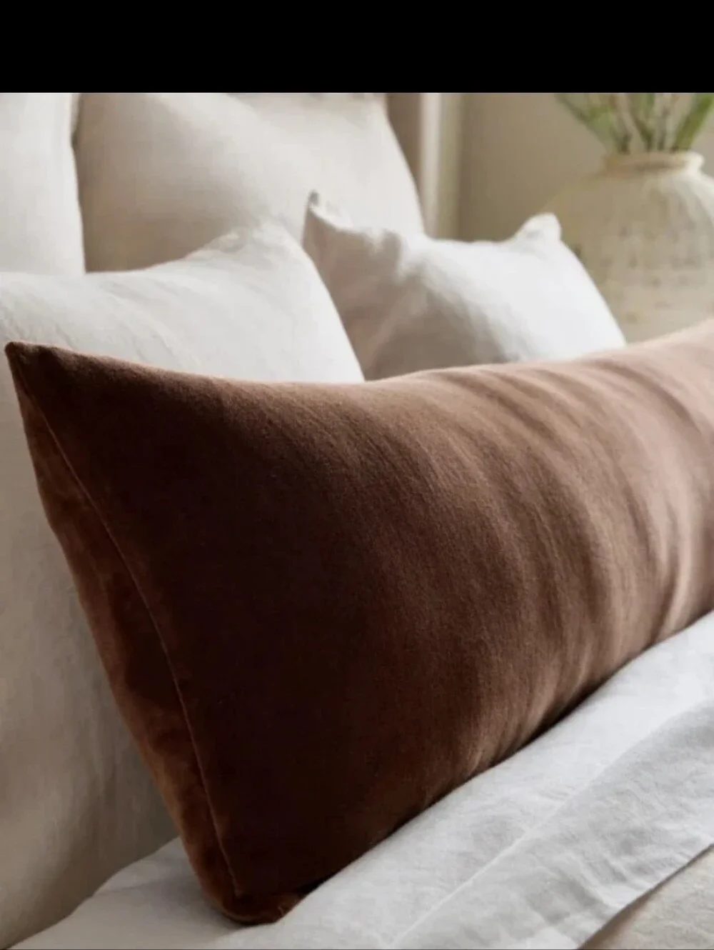 NWT Quince 12x48 Cotton Velvet Chestnut Brown Oversized Lumbar Pillow Cover